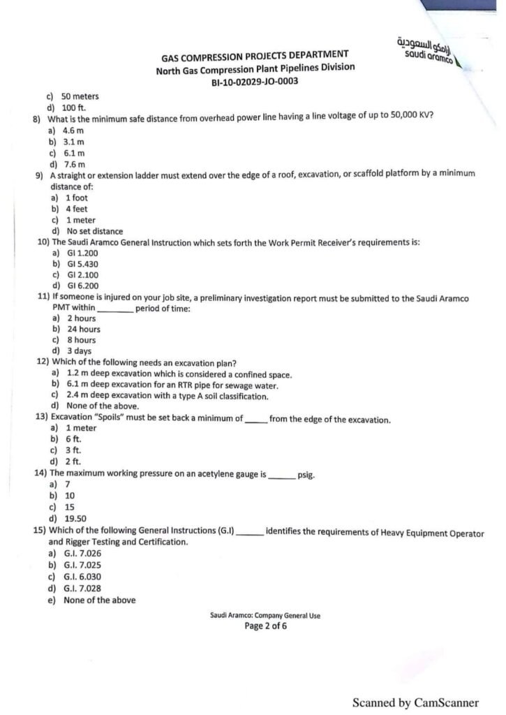 GAS COMPRESSION DEPARTMENT - (NORHTERN PIPELINE DEPARTMENT) PAGE 6